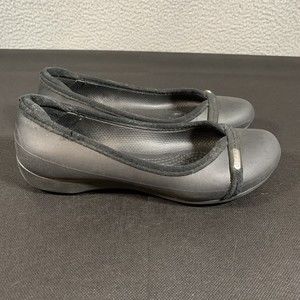 S Crocs Kaela Black Ballet Flats Slip-on Shoes Faux Suede Trim‎ Womens Size 7